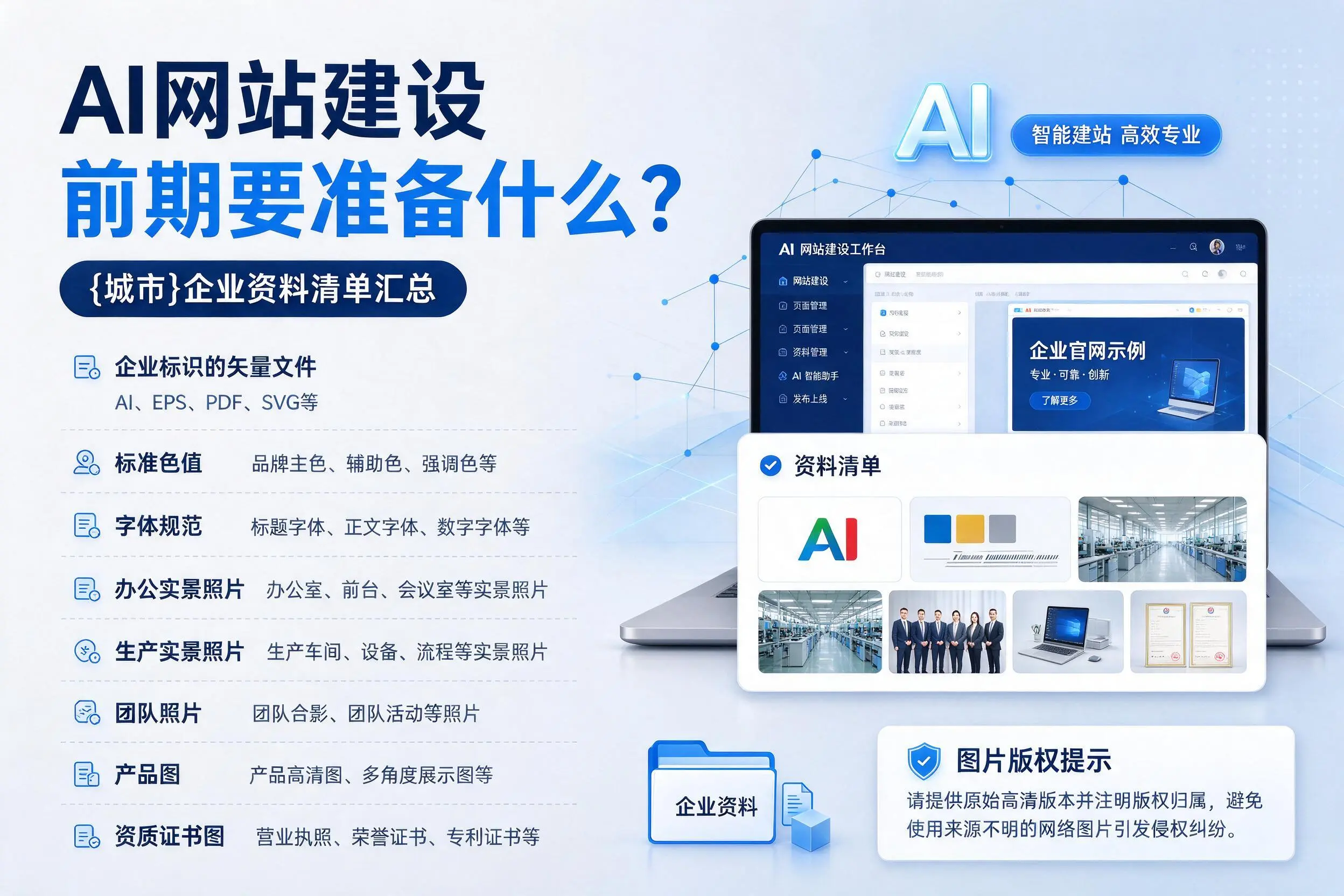 AI网站建设前期要准备什么？泉州企业资料清单汇总