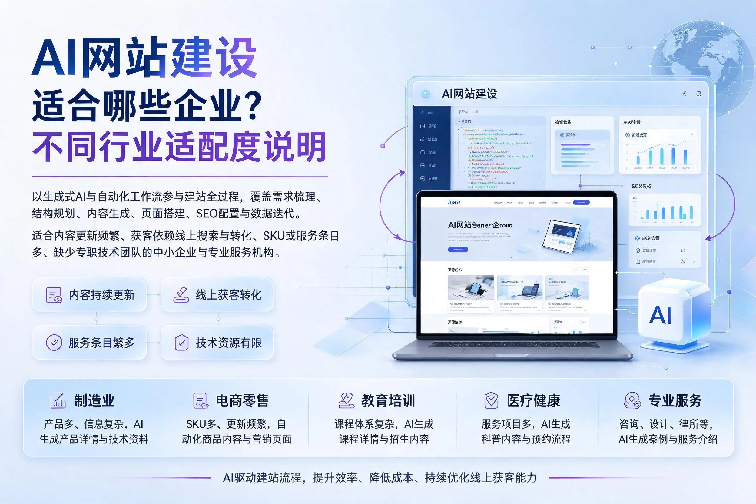 AI网站建设适合哪些企业？泉州不同行业适配度说明
